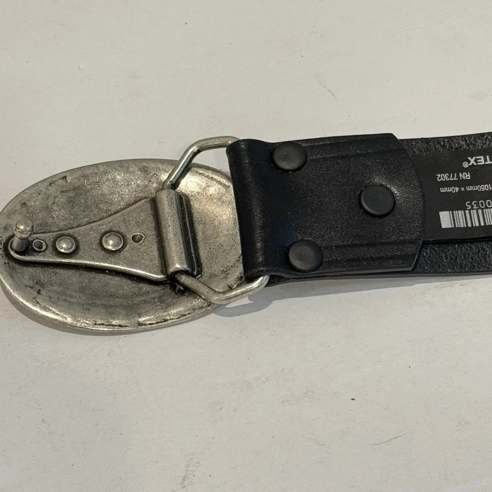 Zara Steven Meisel Belt Men's Size Medium 31-35 Black Leather Silver Oval Buckle
